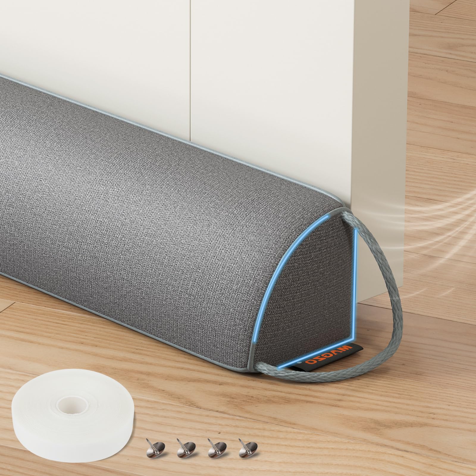 Photo 1 of MAGZO Door Draft Stopper 36 Inches, Weighted Triangular Door Snake for Winter Noise Blocker with Hook Loops,Gray