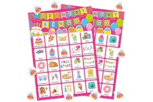 TENDFINE Birthday Bingo Game Cards for Kids Girls Adults - 24 Players Birthday Party Bingo Games for School Classroom Family Kids Birthday Party Activities Supplies