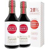 San-J - Gluten Free Tamari Soy Sauce with 28% Less Sodium - Specially Brewed - Made with 100% Soy - 20 oz. Bottles - 2 Pack