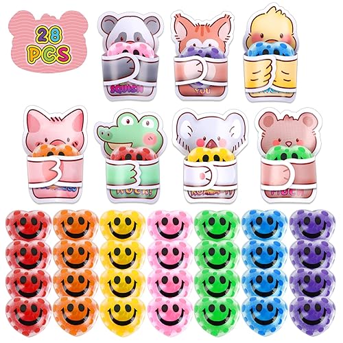 Valentines Day Gifts for Kids,28 Pack Heart Squeeze Balls with