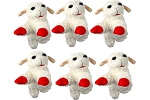 Multipet Lambchop Plush Dog Toy 6" with Squeaker Color:White Size:Pack of 6