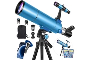 HUGERSTAR Telescope for Adults Astronomy Professional, 80mm Aperture 500mm (20X-150X) Refractor Telescope for Beginners, Port