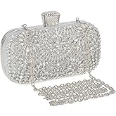 DA BODAN Womens Sparkly Rhinestone Crystal Clutch Bag Glitter Sequin Bridal Purse Evening Handbag for Wedding Party Prom