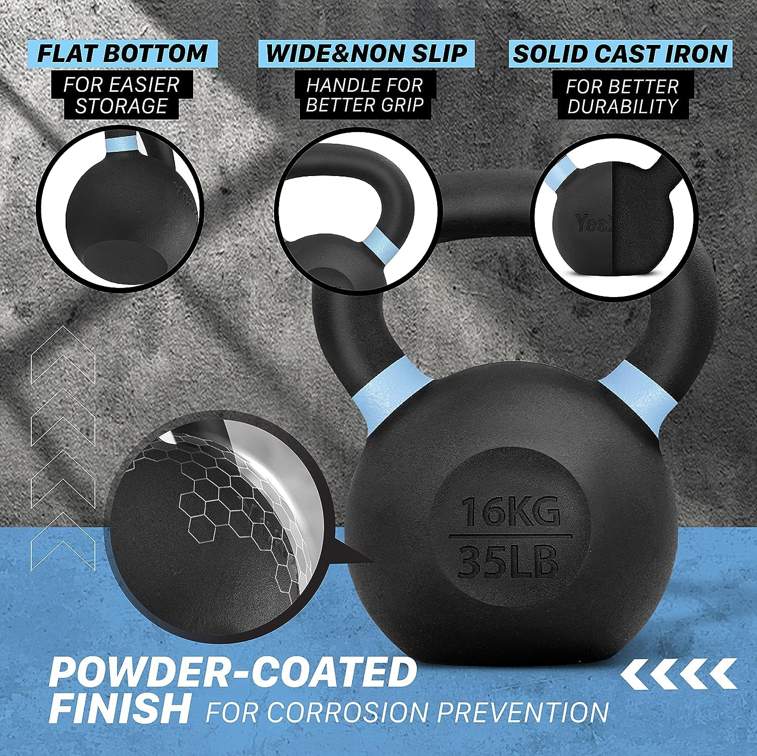 Yes4All Powder Coated Cast Iron Kettlebell Single Tunisia