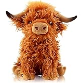 VYRNARA Highland Cow Stuffed Animal, Cute Fluffy Plush Toy for Farm-Themed Decor and Kids Gifts(Brown)