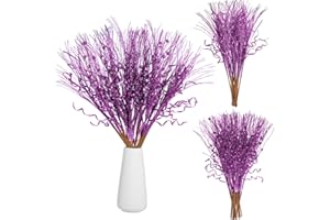 Yunlly 24 Pcs 17 Inch Glitter Christmas Tree Filler Decorations Glitter Berries Stems Curly Christmas Spray Artificial Christmas Picks Ornament Glittery Twigs for Wedding (Purple,Classic)