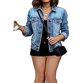 JMOJO 2026 Cropped Denim Jacket for Women Stretchy Fitted with 2 Pockets – Lightweight Trendy Short Jean Shacket