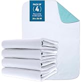 BodyMed Extra Heavy Absorbency Washable &amp; Reusable Underpad, 34 x 36-inch, 4 Pack - Waterproof, Quick Drying, Nursing Incontinence Pad for Seniors, Adults, Pets - Bed, Wheelchair, Furniture Protection