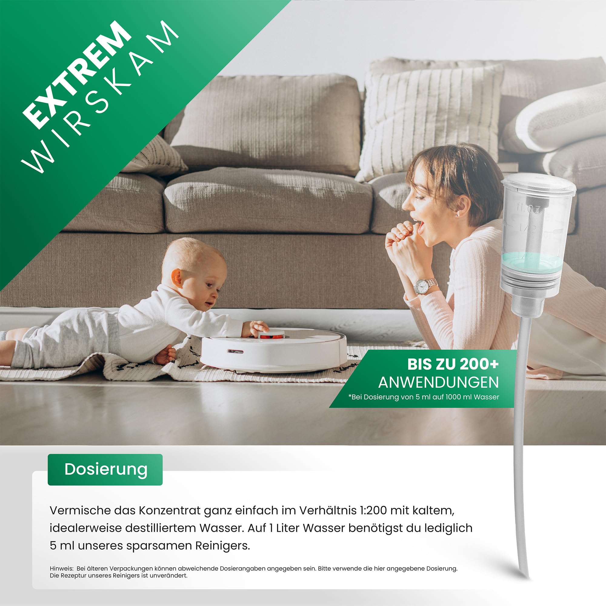 BiOHY Bodenreiniger für Wischroboter (10 Liter Kanister) | Reinigungsmittel Konzentrat für alle Wisch & Saugroboter mit Nass-Funktion | Schaumarm & Streifenfrei | Für alle Böden 4