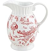 Mud Pie Toile Ceramic Pitcher; 70 oz