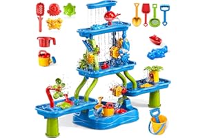 5-Tier Sand and Water Table for Toddlers 1-3 3-5, Kids Sensory Water Table with Rich Accessories, Interactive Activity Sand W