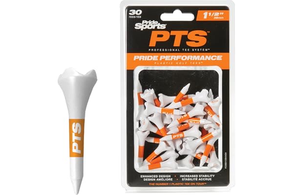 Pride Professional Tee System Evolution Plastic Golf Tee, 30-Pack, 1-1/2-Inch , White