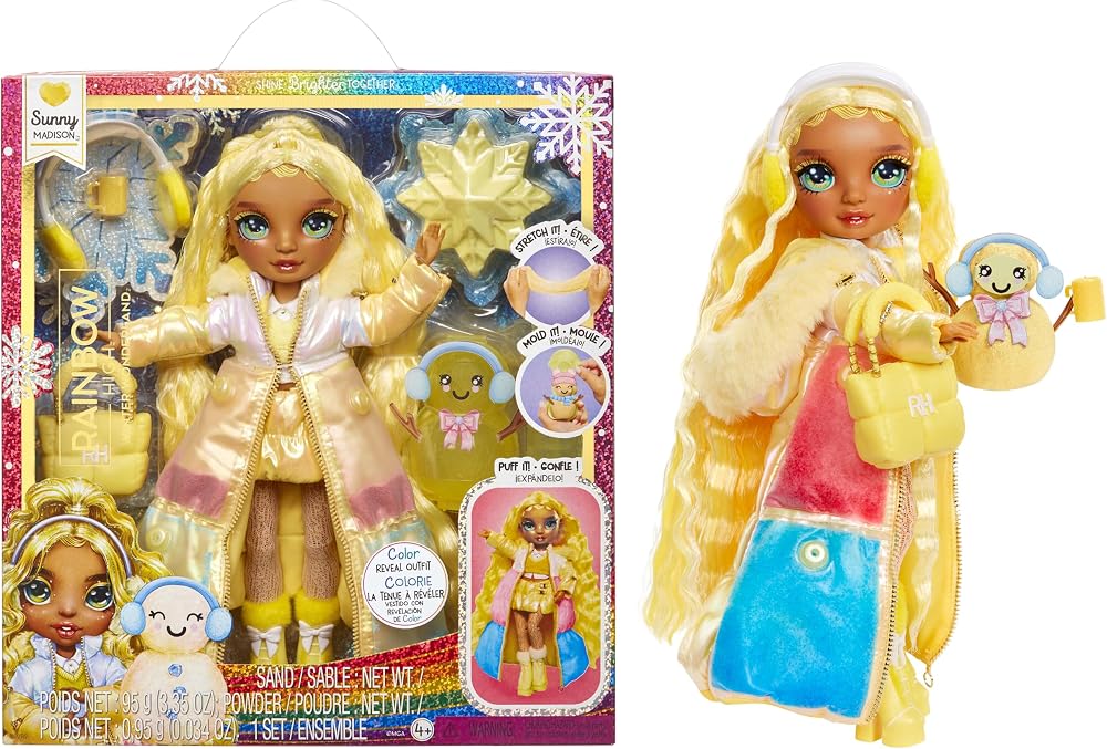 Rainbow High Sunny Yellow Winter Wonderland 28 cm Doll with Hidden Snow Kit