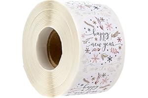 SBLABELS Floral Happy New Year Stickers / 500 New Year's Eve Labels / 1.5" Holiday Card Envelope Seals/Ring in 2026 Decals/Made in The USA