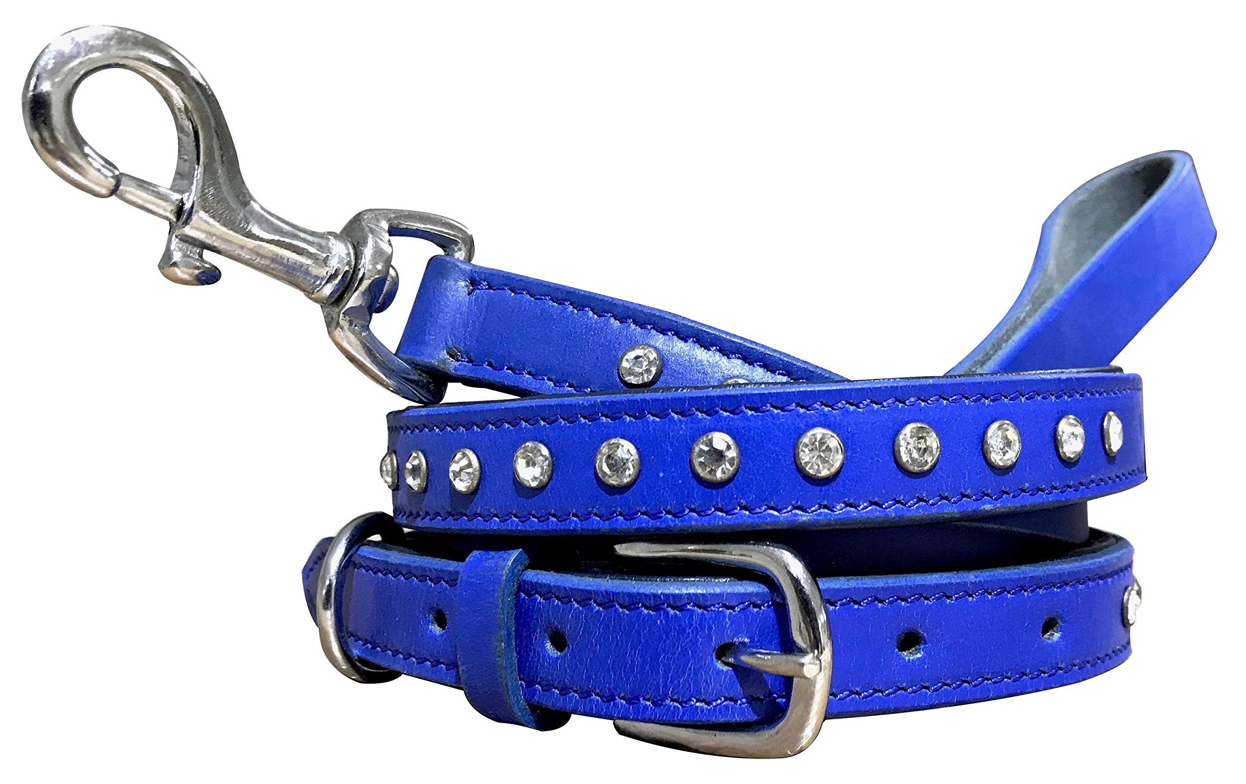 BRADLEY CROMPTON Genuine Leather Matching Pair Dog Collar and Lead Set L