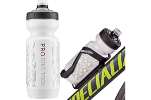 PRO BIKE TOOL Bike Water Bottle 550 ml 19 oz -for All Fitness and Cycling - Soft Silicone Mouthpiece – Fast Flow Valve - Easy Squeeze Bidon (White)
