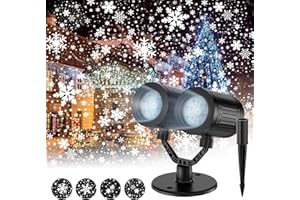 afzdby Christmas Snowflake Projector Lights Outdoor,Timer Setting Double Head Snowfall Led Lights Waterproof,Landscape Decorative Lighting Projection Lamp for Xmas Holiday Wedding Indoor Garden Patio