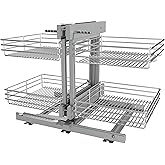 STORKING Blind Corner Cabinet Pull Out 2 Tier, Left &amp; Right Blind Corner Cabinet Organizer for 20" W, Cabinet Pull Out 4 Shelves, Chrome, Slide Out Drawers for Kitchen or Bathroom Cabinets