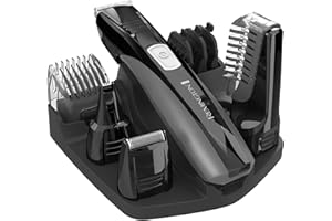 Remington Head to Toe Advanced Rechargeable Powered Body Groomer Kit, Beard Trimmer (10 Pieces), 6.3 Inch, Black