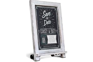 HBCY CREATIONS Rustic Whitewash Tabletop Chalkboard Sign/Hanging Magnetic Wall Chalkboard/Small Countertop Chalkboard Easel/Kitchen Countertop Memo Board / 9.5” x 14” Weddings, Birthdays, Baby Announcements
