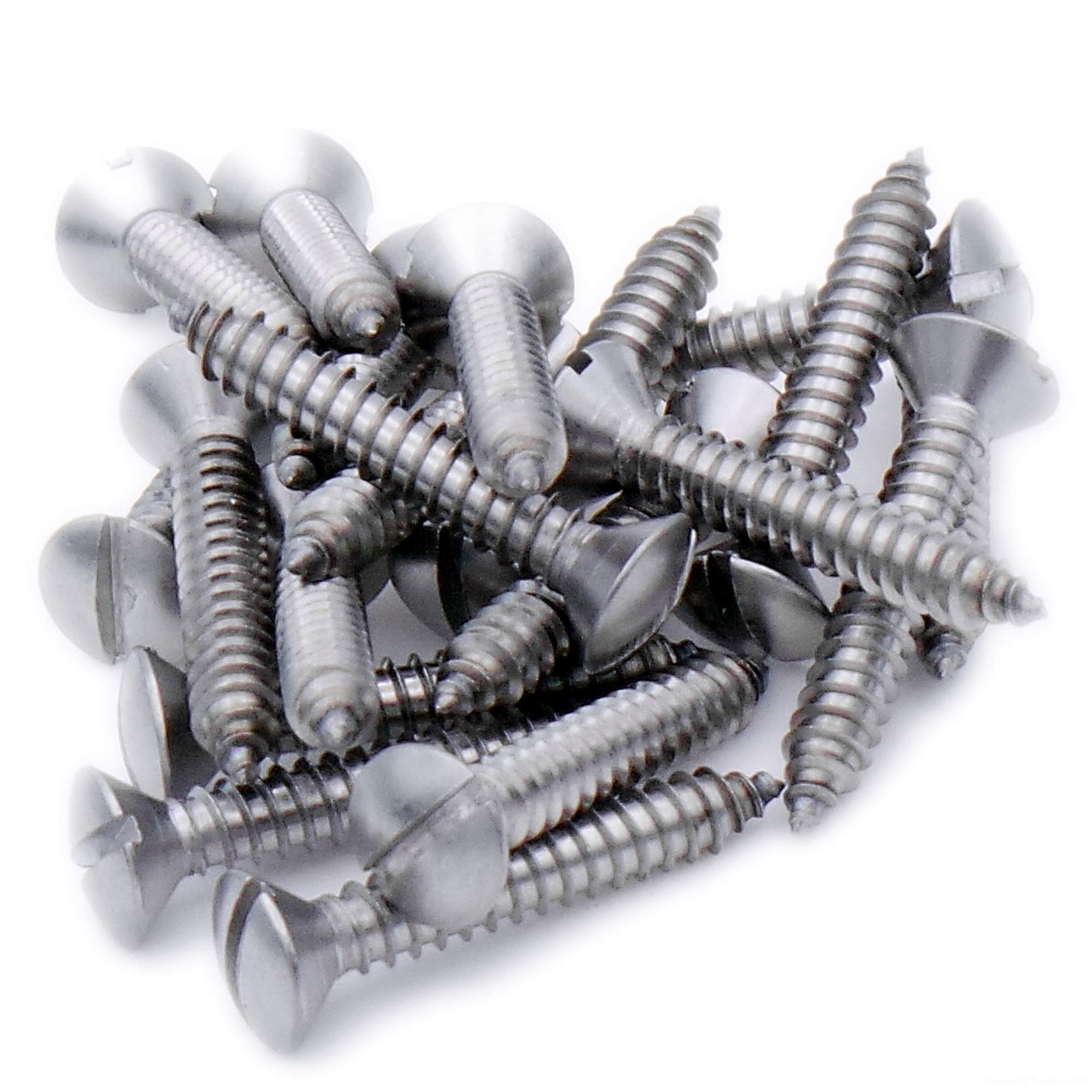 No.10 x 2 (4.8mm x 50mm) Slot Raised Countersunk Self-Tapping Screw - Stainless Steel (A2) (Pack of 20)