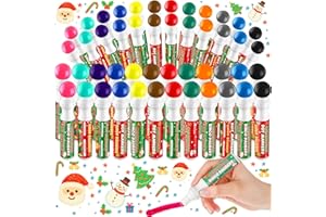 Eersida 48 Pack Christmas Bingo Daubers Bulk in 12 Colors 0.5 Oz Assorted Colors Set of Red Green Snowman Bingo Markers Dot Markers Dot Paint Craft for Xmas Gifts Party Favor Supplies