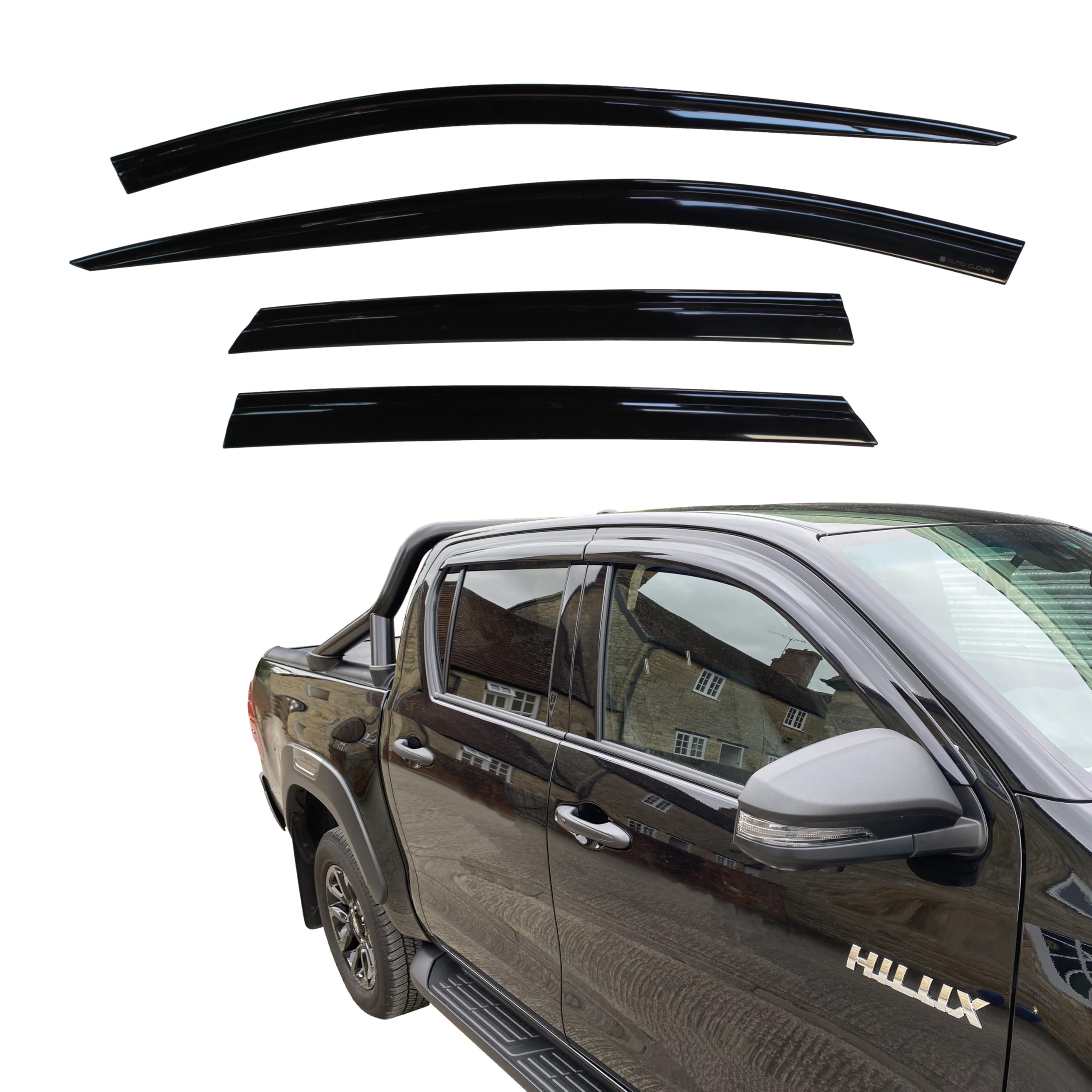 AUTO CLOVER Wind Deflectors Set for Toyota Hilux 2016+ Double Cab (4 pieces)