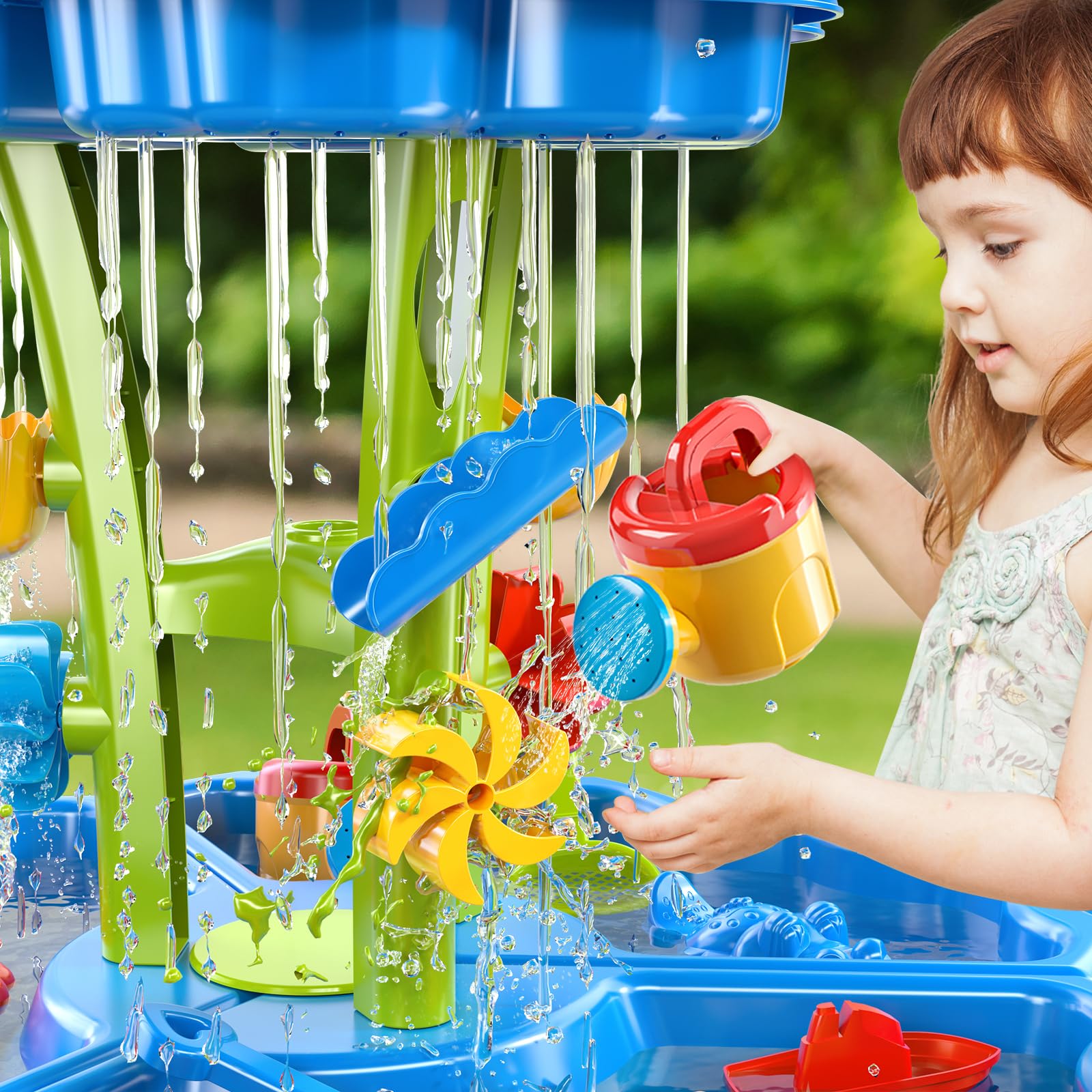 NIPLOOOW Water Table for Toddlers 3-5, Kids Sand Water Table, Water and Sand Activity Sensory Tables Summer Outdoor Toys Beach Toys for Outside Backyard for Kids Toddlers Age 3 4 5 6 7 8