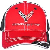 JH DESIGN GROUP Men's Chevy Corvette C8 Logo Cap Adjustable Red & Black Hat