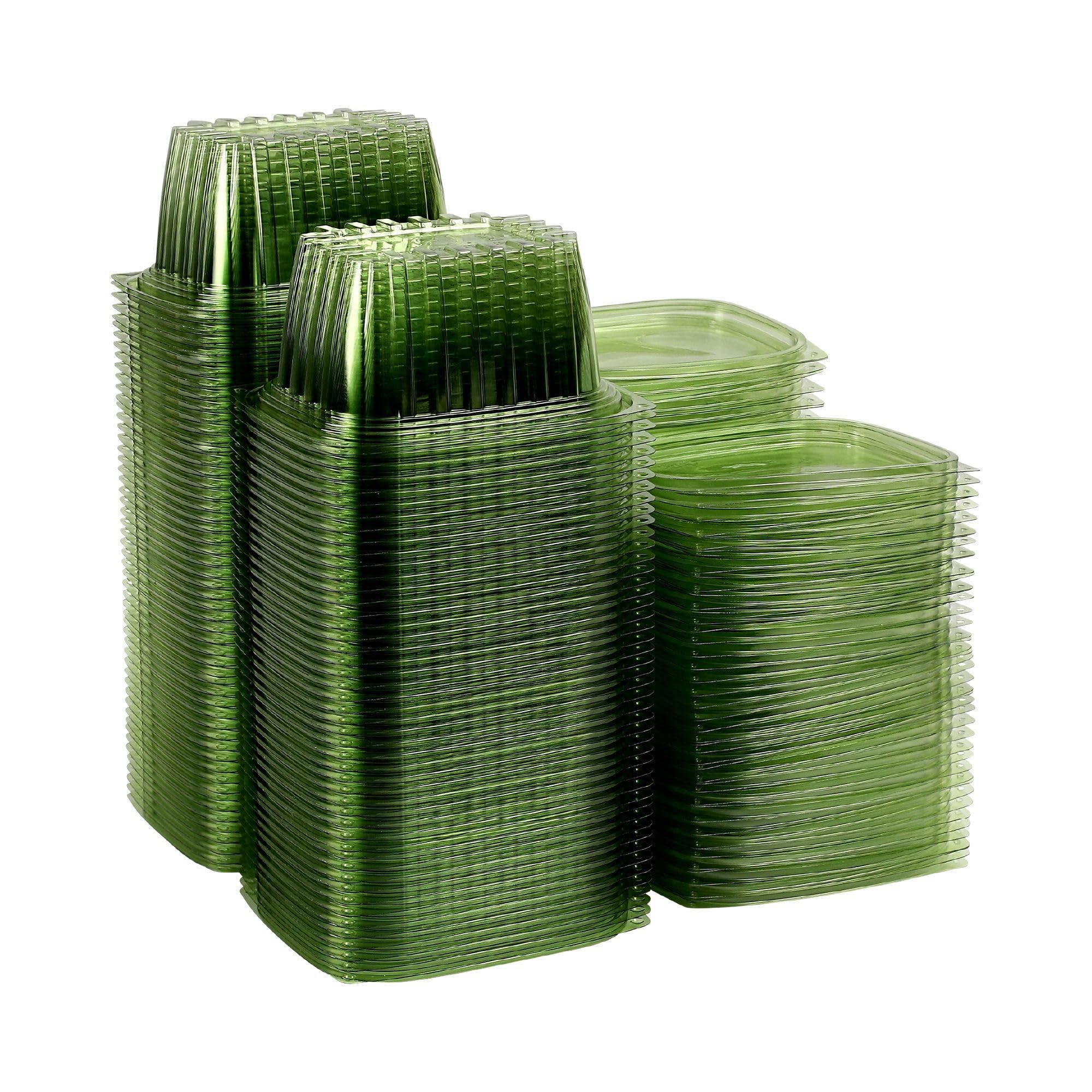 Photo 1 of **16 LIDS WERE THROWN OUT DUE TO DAMAGES/ UNKNOWN OTHER DAMAGES** ECO PRODUCTS Compostable 16oz Rectangular Deli Containers With Lids, Pack of 100, Veridian Clear Green Meal Prep, Made from PLA, A Renewable Material Made from Plants, One Lid Fits All