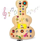 Svitbag Wooden Montessori Musical Busy Board for Toddlers for 3-5 Year-Old with Mechanical Turner, Colorful Bulbs, Switches, Buttons - Enhance Sensory, Motor Skills