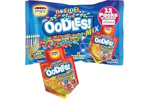 DOUzzle Hanukkah Candy Dreidels for Kids, Dreidel Shaped Oodles Bags, MIX Tiny Tangy Fruity Chews (12 Pieces Per Pack) Hanukah Party Favors, Happy Chanuka Sweet Treat & Gifts - Kosher Parve