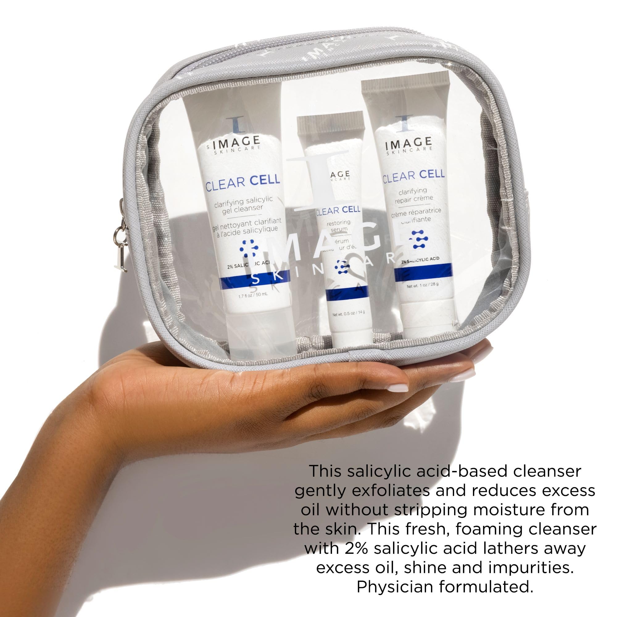 IMAGE Skincare, Clear Cell Skin Care Holiday Gift Set for Teens, 3-Step Regimen with Cleanser, Serum and Moisturizer, Travel Size