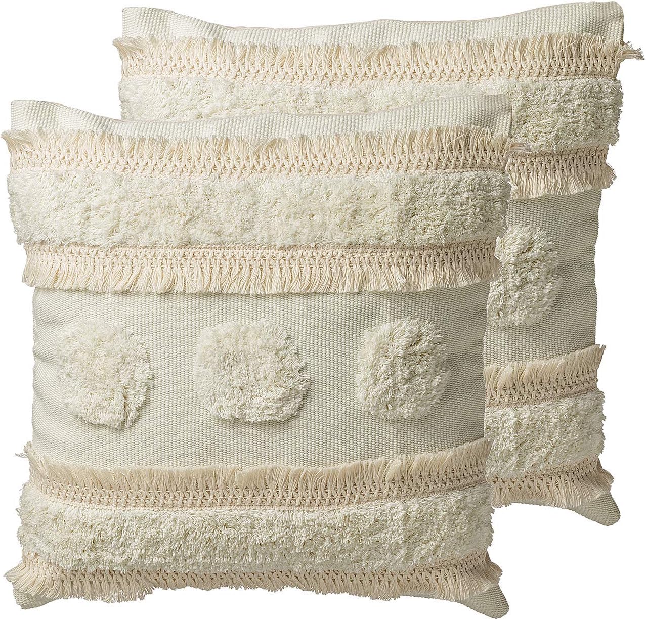 Boho Neutral Throw Pillow Covers 18x18 inch Set of 2