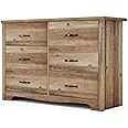 LINSY HOME 6 Drawers Dresser for Bedroom, Wood Bedroom Dresser Modern Drawer Chest, 6 Chest of Drawer, Tall Dresser for Closet, Dressers Organizer for Living Room, Closet, Hallway, Nursery
