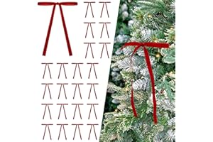 EMPOF 24 Pcs Red Velvet Bows Ornaments for Christmas Tree, Vintage Rustic Elegant Velvet Christmas Bows Tree Decorations, Indoor Home Decor for Wreath Mantle Gift Wrap Holiday Decor, 3/8'' W, 5 * 7 inch