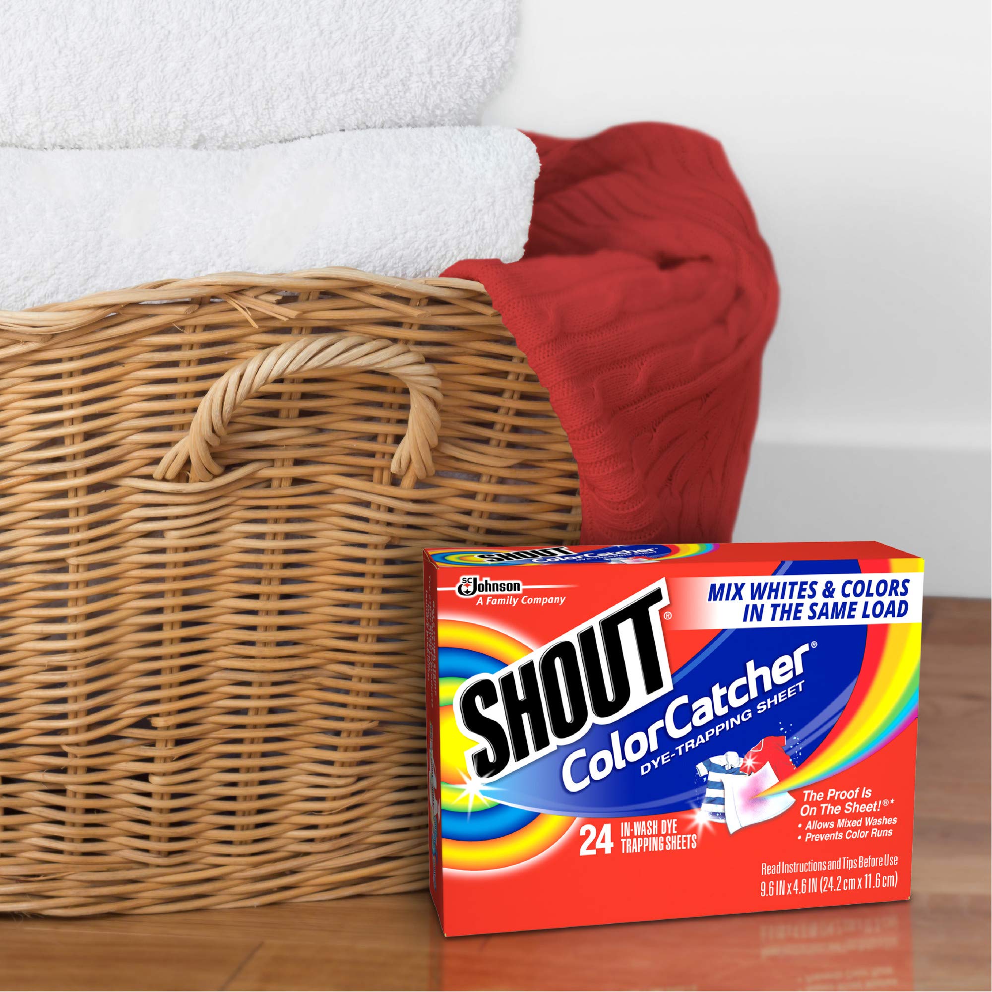 Shout Color Catcher Sheets for Laundry, Allow Mixed Washes, Prevent Color Runs and Maintain Original Clothing, 24 Count - Pack of 1