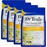 Dr. Teal's Comfort &amp; Calm Bath Soak Gift Set (4 Pack, 3lbs Ea.) - Chamomile Essential Oils Blended with Pure Epsom Salt - Calm Your Mind &amp; Body, Ease Aches &amp; Pains - at Home Spa Kit