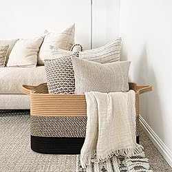 Goodpick Woven Blanket Basket, 21.6" x 14.9" x