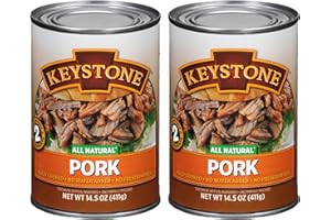 Keystone Meats All Natural Heat and Serve Canned Pork, 14.5 oz – Fully Cooked and Ready to Eat – Shelf Stable for 5 Years – Canned Meat for Everyday Meals, Emergency Survival Food, and Long-Term Storage – Gluten-Free, No Carbs, Non-Perishable – Made in USA – Pack of 2