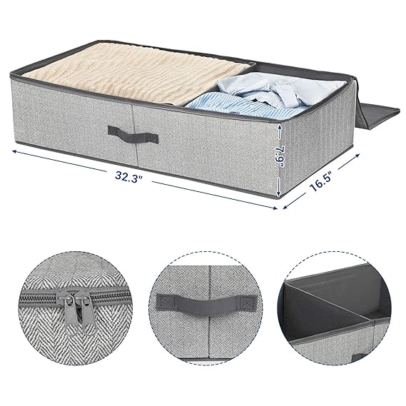 For Clothes Sheets Blankets Storage Boxes Under Bed With