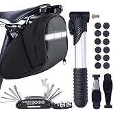 MASPODER Bike Repair Kit, Saddle Bag with Tire Tool, Mini Pump, Multitool Bicycle Accessories Set for Adult Bikes Road Mountain MTB
