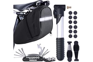 MASPODER Bike Repair Kit, Saddle Bag with Tire Tool, Mini Pump, Multitool Bicycle Accessories Set for Adult Bikes Road Mountain MTB