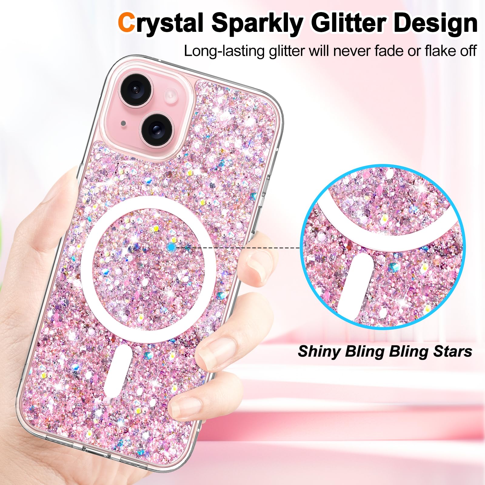 Hython Case for iPhone 15 Plus Case Glitter, Cute