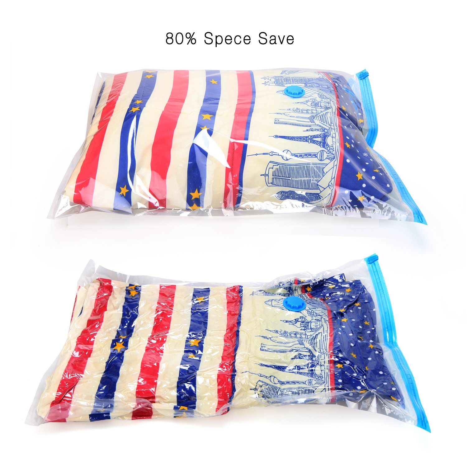 Makife Space Save Bags Vacuum Storage Bags Cloth Towel Pillow Blanket Travel 1 Free Hand Pump Save 80% Space Compression Works with Any Vacuum Cleaner 5 Pack, 32 40 inches