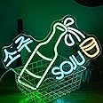 Alkkign Soju Neon Sign Korean Soju Neon Light Soju Glass LED Neon Light Korean Neon Sign for Bar Korean Restaurant Kitchen Restaurant Wine cellar Decoration