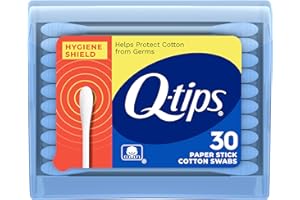 Q-Tips Cotton Swabs, Hygiene Shield Travel Size Toiletries, for First Aid, Beauty and Baby, 100% Cotton, 30 Count
