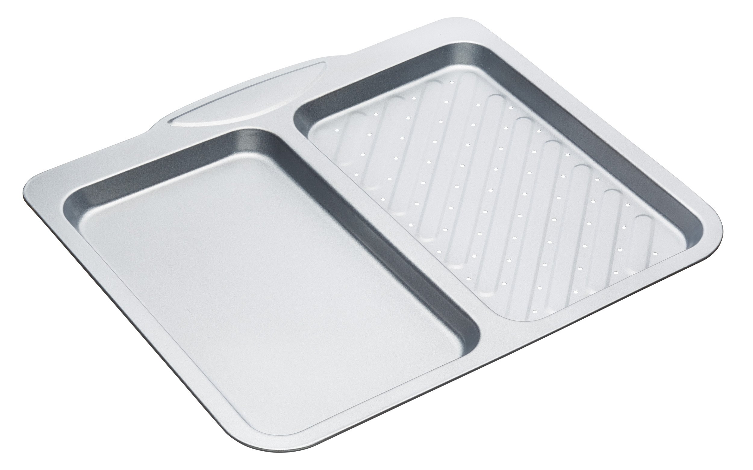 KitchenCraft Non-Stick 2-in-1 Divided Crisping Tray/Baking Tray, 4 x 35.5 cm (15.5" x 14"), Silver