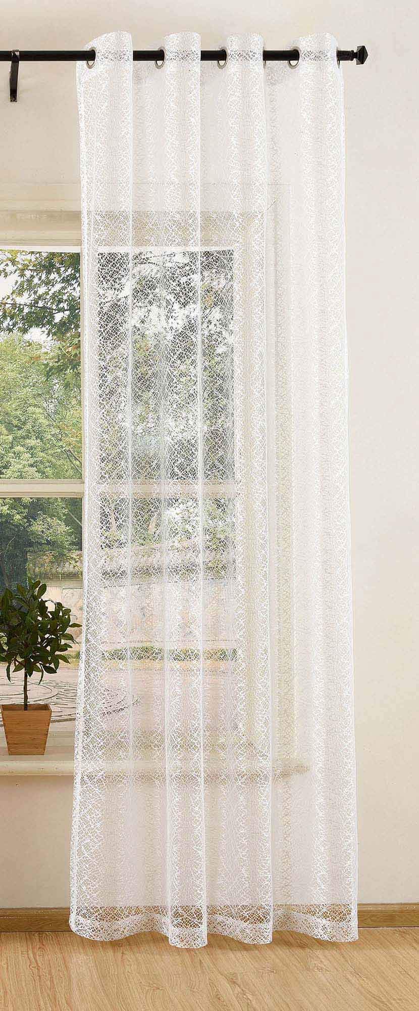 Gardinenbox Mesh Net Curtain with Eyelets, Transparent, Plain, Decorative Curtain, 20352, Polyester, White, 245 x 140 cm