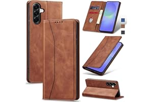 Jasonyu Flip Wallet Case for Samsung Galaxy A36 5G,Leather Magnetic Folio Cover with Card Holder,Kickstand - TPU Shockproof Durable Protective Phone Case,Brown